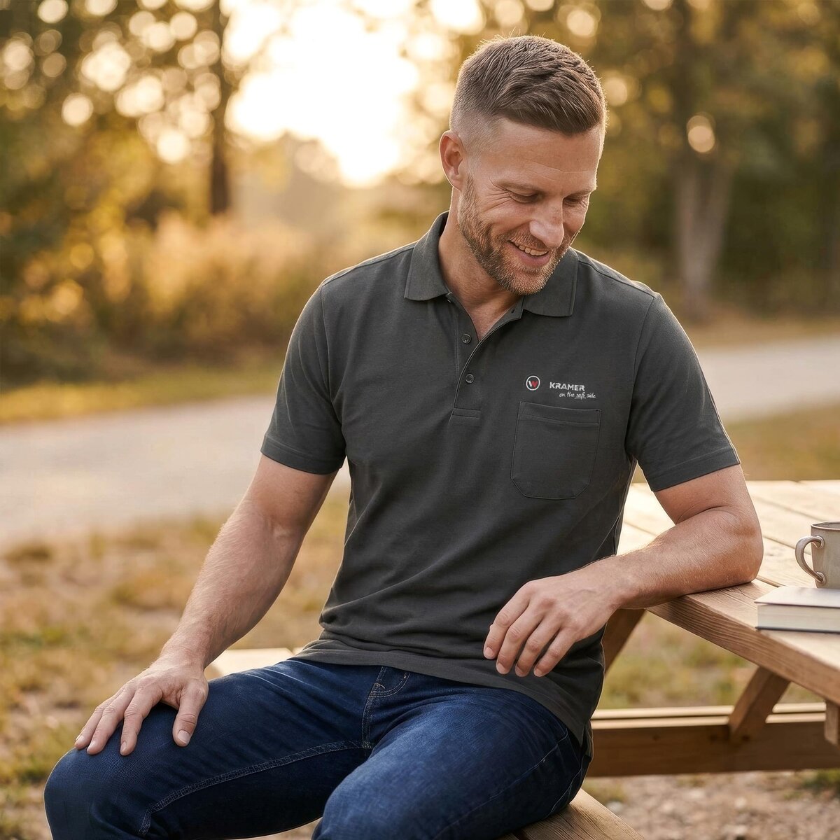 Polo-Shirt Herren kurzarm in grau